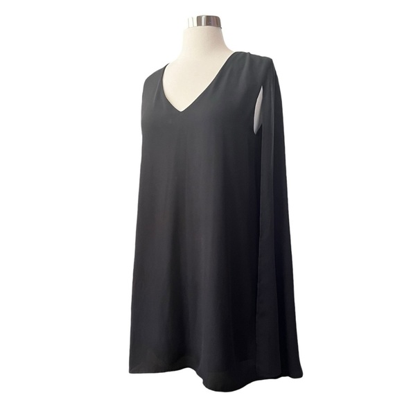 Romeo & Juliet Couture Cape Dress Women's Sz M V-Neck Chiffon Overlay Minimalist - Picture 8 of 10